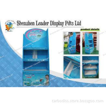 Professional Three Tier Blue Cardboard Display Shelf Recycl
